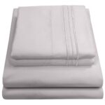 RV Queen Bed Sheets – Breathable Luxury Sheets with Full Elastic & Secure Corner Straps Built In – 1800 Supreme Collection Extra Soft Deep Pocket Bedding Set, Sheet Set, RV Short Queen, Silver