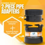 TonGass (Combo Pack) RV Sewer Hose Fitting Adapter to PVC, RV Sewer Connection & RV Sewer Termination Adapter – 3″ Hub x Bayonet Hooks (2)