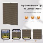 LazBlinds RV Blinds, Top Down Bottom Up (TDBU) RV Blinds Cellular Shades, RV Blinds Pleated Shades, RV Window Shades for Camper Travel Trailers, 32″ W x 24″ L, Brown