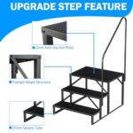 RV Stairs 3 Step Ladder, RV Steps Anti-slip, Hot Tub Steps with Handrail, 660 lbs RV Ladder for 5th Wheel RV, Mobile Home Stairs