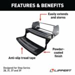 Lippert Radius 24″ Double Manual RV Step Assembly, 8″ Rise, 300 lbs. Anti-Slip Steps, Compact One-Hand Expand or Collapse, Black Powder Coat, Travel Trailers, 5th Wheels, Campers – 432682