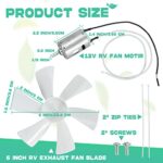 BLACKHORSE-RACING White 6 inch RV Fan 12V D – Shaft Replacement Camper Fan Blade Bathroom Fan Home Bathroom Mobile Home RV Motor