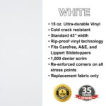 The ShadePro RV Slideout Topper – 140″ to 163″ Trim to Fit Slide Out Awning Fabric Replacement for RVs and Campers – Ultra-Durable Vinyl Fabric (White)