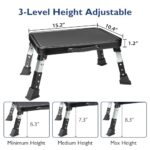 BONTEC 3-Level Height Adjustable Folding One Step Stool with Anti-Slip Platform and Thick Rubber Feet, Portable Ladder for Adults and Children, Max up to 330lbs, Ideal for Kitchen, RV Use, Black