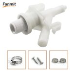 Funmit 385311641 RV Toilet Water Valve Kit Replacement for 300 310 320 Series Pedal flush Toilets and Fit for Marine Toilet | Includes Hose Clamp and Fasteners | Increased Freeze Resistance