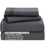 Nestl RV Short Queen Sheet Set – 4 Piece Bed Sheets for RV Short Queen Size Bed, Deep Pocket, Hotel Luxury, Extra Soft, Breathable and Cooling, Grey RV Short Queen Size Sheets