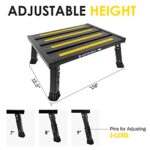 DEPSUNNY Adjustable Height Aluminum RV Step, Stable Foldable Platform Step Stool, Supports Up to 1,000 lb, Non-Slip Rubber Feet and Platform Mat, Easy to Carry (Black)