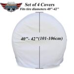 Leisure Coachworks Tire Covers for RV Wheel Set of 4 Motorhome Wheel White Covers Waterproof Soft Vinyl Tire Protectors Tire Covers Fits 40″ to 42″ Tire Diameters