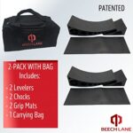 Beech Lane Camper Leveler 2 Pack with Carrying Bag – Precise Camper Leveling, Includes Two Curved Levelers, Two Chocks, Two Rubber Grip Mats, and A Carrying Bag, Patented