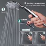 GOOLIFEE Handheld RV Shower Head with Hose and Shut Off Valve for Outdoor Camper,Travel Trailer,Motorhome 3 Mode High Pressure Showerhead Set Replacement with Adhesive Bracket,Hose Guide Ring,Chrome