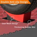 OULEME RV Leveler, Camper Leveling Blocks 2 Packs for Dual Axle Tandem Wheel Travel Trailer Motorhome, Include 2 Curved Leveler Ramp, 2 Chock, 2 Rubber Mat, 1 T Bubble Level, 1 Carry Bag