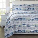 The Lakeside Collection Our Favorite Place is Together Bedding Comforter Set – Full/Queen, Blue/Gray, 3 Pieces