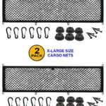 2 Pack, JE Extra Large Cargo Net for Trunk, RV, Boats Storage Mesh Pocket Net with 6 Mounting Screw/Built-in Hooks and 6 Carabiners Hooks