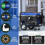 DuroMax XP5500EH Electric Start-Camping & RV Ready, 50 State Approved Dual Fuel Portable Generator-5500 Watt Gas or Propane Powered, Blue/Black