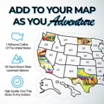 RV State Sticker Travel Map – Large Visited States Map 19 x13 inch – 50 UV-Resistant Waterproof US State Stickers for Door, Window, Wall – Cool United States Decals for RV, Camper, Motorhome Trailer