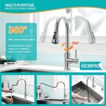 Kicimpro Kitchen Faucet with Pull Down Sprayer Brushed Nickel, High Arc Single Handle Sink Faucet with Water Lines, Commercial Modern rv Stainless Steel, Grifos De Cocina