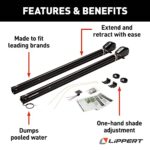 Solera 3000 Series Short Black Universal RV Awning Arms & Hardware Kit with One-Touch Power Extend/Retract, One-Handed Adjustable Pitch Projection, Auto Rain Dump – 2023052355