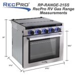 RecPro RV Stove | Gas Range 21″ Tall | Optional Vented Range Hood | Black or Silver Color Options (Silver, No Vented Range Hood)