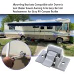 Vanshly,2 Pack Mounting Brackets Compatible with Dometic Sun Chaser Lower Awning Arm Gray Bottom Replacement for Gray RV Camper Trailer