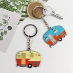 Camper Keychain Happy RV Camper Keyring RV Keychain Couples Keychain Set Camping Gifts for Men Women Teenager Camper Lover Travel Trailers Vacation Couples Jewelry Gift Camping Accessories 2 Pack