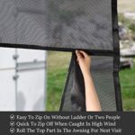 EXCELFU RV Awning Sun Shade Screen with Zipper Sunshade 17′ x 9′?Fit for 18′ Awning – RV Sun Shade for Awnings Camper Trailer Awning Shade Screen Black Mesh UV Blocker Complete Kits