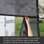 EXCELFU RV Awning Sun Shade Screen with Zipper 15′ x 9′ – RV Awning Shade Screen Black Mesh UV Blocker Complete Kits for RV Camper Trailer Motorhome