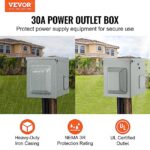 VEVOR 30 Amp RV Power Outlet Box, 125/250 Volt, Enclosed Lockable Outdoor RV Receptacle Box, NEMA TT-30R Weatherproof Electrical Panel, for RV Camper Trailer Motorhome Electric Car, UL Listed Outlet