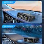 Tire Pressure Monitoring System – TPMS with Solar and USB Charger, 4 Tire Sensors and 6 Alarm Modes, Auto on/off and Voice Prompt, TPMS with Color LCD Screen, for RV, Sedan, SUV, MPV, etc (0-87 PSI)