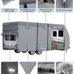 RV Cover Umbrauto Upgraded 7 Layers Top Camper Cover Windproof Travel Trailer Cover for 18′ to 20′ RV, Toy Hauler Cover with Tongue Jack Cover, Extra Windproof Ropes, Gutter Covers