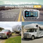 GUTA RV Tire Pressure Monitoring System, Trailer TPMS, 8 Sensors, 6 Alert Modes, Long Range Signal, CLA Charging & 2 USB-A Outputs, Adjustable LCD Display, Ideal for RV Truck Trailer Camper (0-188psi)