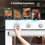 24″ Single Wall Oven, thermomate 2.79 Cu.ft. Electric Wall Oven with 5 Cooking Functions, 2200W White Built-in Ovens with Mechanical Knobs Control, ETL Certified