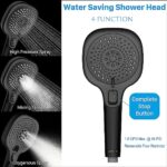 RV Shower Head Replacement with Hose for Camper RV Accessories Part, High Pressure Hand-Held Showerhead with Shower Hose, Holder and Hose Guide Ring, Matte Black Finish