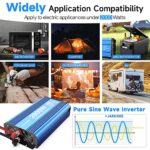 2000 Watt Pure Sine Wave Power Inverter 12V DC to 110V 120V Converter for Family RV Off Grid Solar System Car with Type-C Ports 3 AC Power Outlets Dual USB Ports LCD Display Wireless Remote Control…