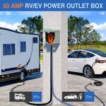 Nilight 50AMP RV EV Power Outlet Box 125/250V NEMA 14-50R Receptacle Box Heavy Duty Pre-drilled ETL Listed Enclosed Lockable Box Waterproof Outlet for RV Camper Caravan Motorhome Van, 2 Years Warranty