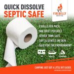 RV Toilet Paper, Septic Tank Safe-MADE IN THE USA- 8 Rolls,2-Ply 500 Sheets – Fast Dissolve Bath Tissue for Camping, Marine, RV Holding Tanks, Biodegradable – Firebelly Outfitters
